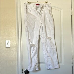 Women's White Distressed Jeans
